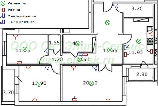 Реферат по теме Электрическая схема 3-х комнатной квартиры